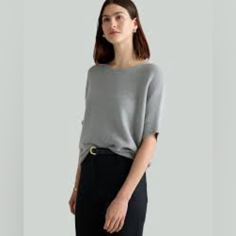 Quince Classic Gray Crew Neck Sweater